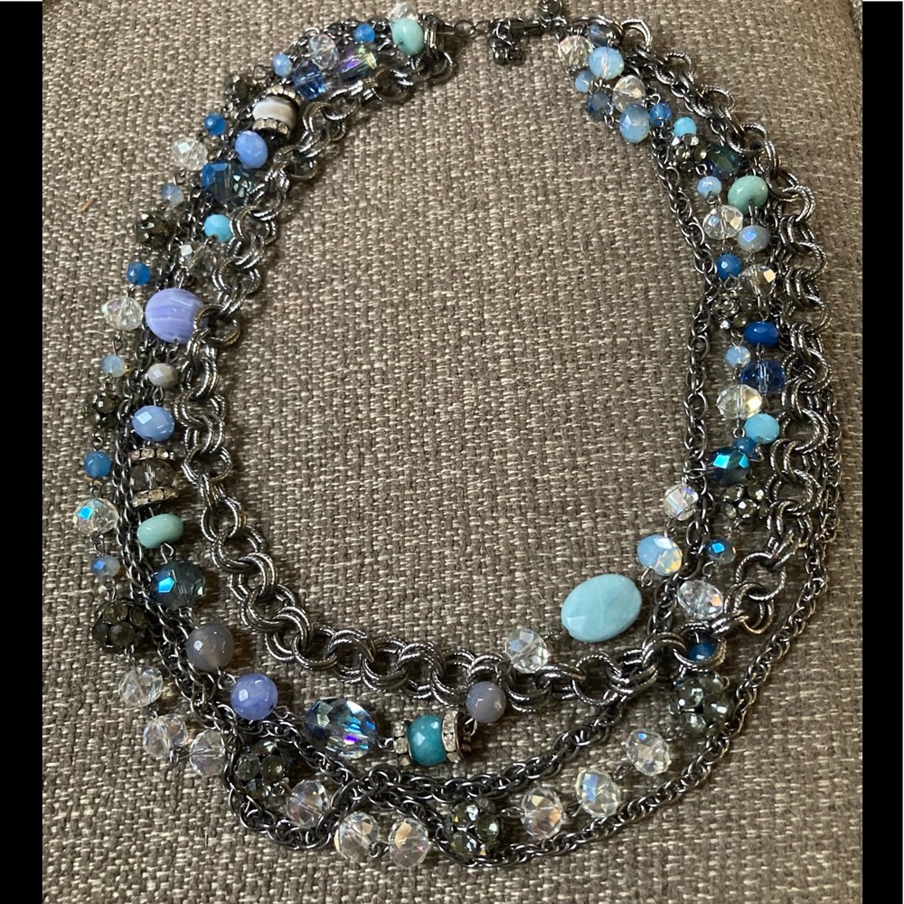CHARMING CHARLIE Multi-Layered, Faceted  Natural Stone, Crystal, Beaded Necklace